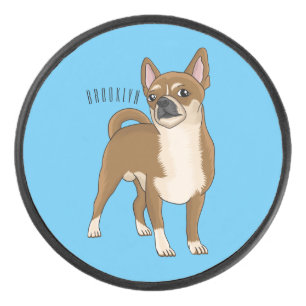 Chihuahua Hunde Cartoon Illustration Eishockey Puck