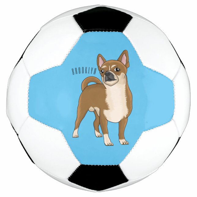 Chihuahua Hunde Cartoon Illustration Fußball (Vorderseite)