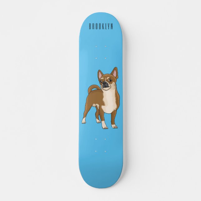 Chihuahua Hunde Cartoon Illustration Skateboard (Vorne)