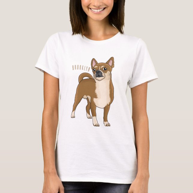 Chihuahua Hunde Cartoon Illustration T-Shirt (Vorderseite)