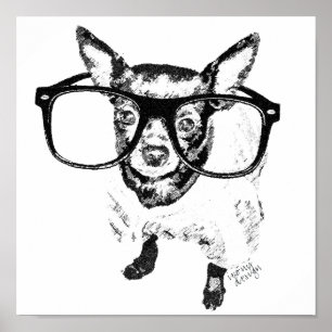Chihuahua-Hunde-Illustration Zeichnend Poster