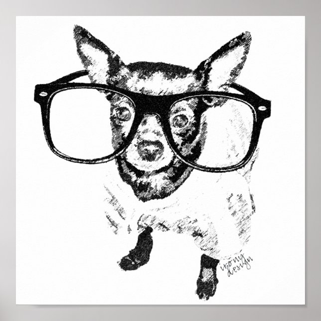 Chihuahua-Hunde-Illustration Zeichnend Poster (Vorne)