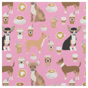Chihuahua Hunde Kaffee pink Stoff