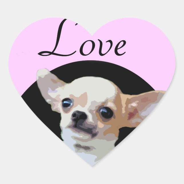 Chihuahua-Hunde-Liebe Herz-Aufkleber (Vorderseite)