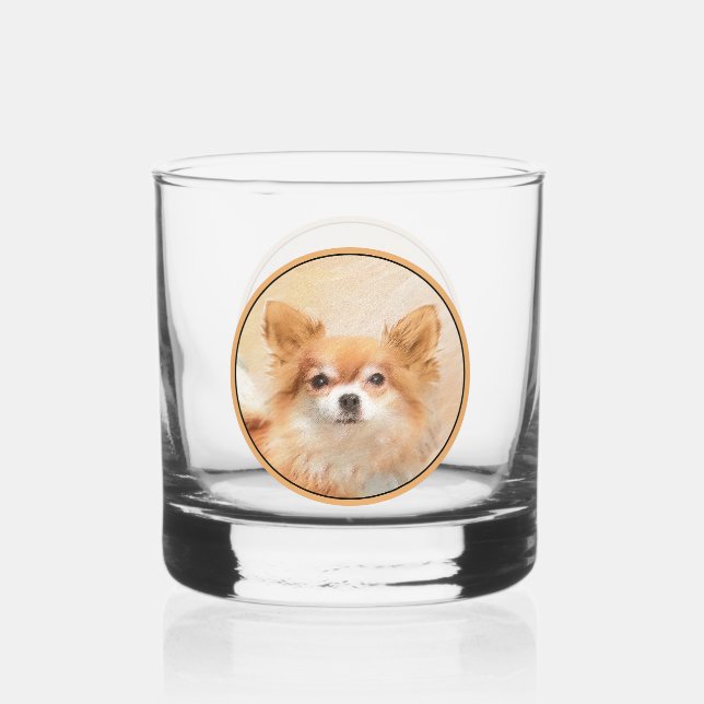 Chihuahua Hunde Malerei Original Art Whiskyglas (Vorderseite)