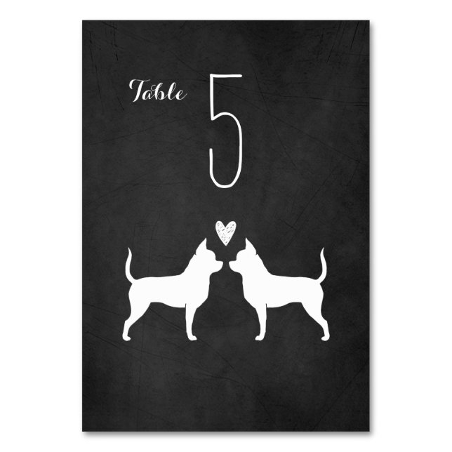 Chihuahua-Hunde-Silhouetten Hochzeit Tischnummer (Vorderseite)