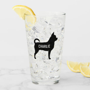 Chihuahua-HundeSilhouette-personalisiertes Trinken Glas