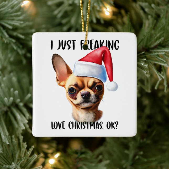 Chihuahua I gerade Freeware Liebe Weihnachten Weih Keramikornament (Baum)