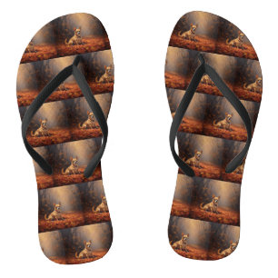 Chihuahua im Herbst inspiriert durch fallende Blät Flip Flops