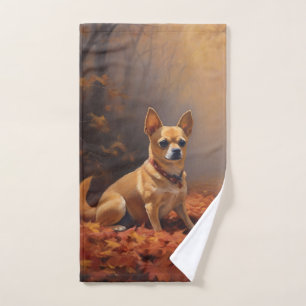 Chihuahua im Herbst Leaves Fall Inspiriert Badhandtuch Set