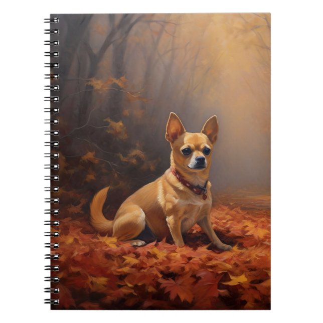 Chihuahua im Herbst Leaves Fall Inspiriert Notizblock (Vorderseite)