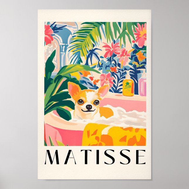 Chihuahua in Badewanne drucken, Dopamindekor, Hund Poster (Vorne)