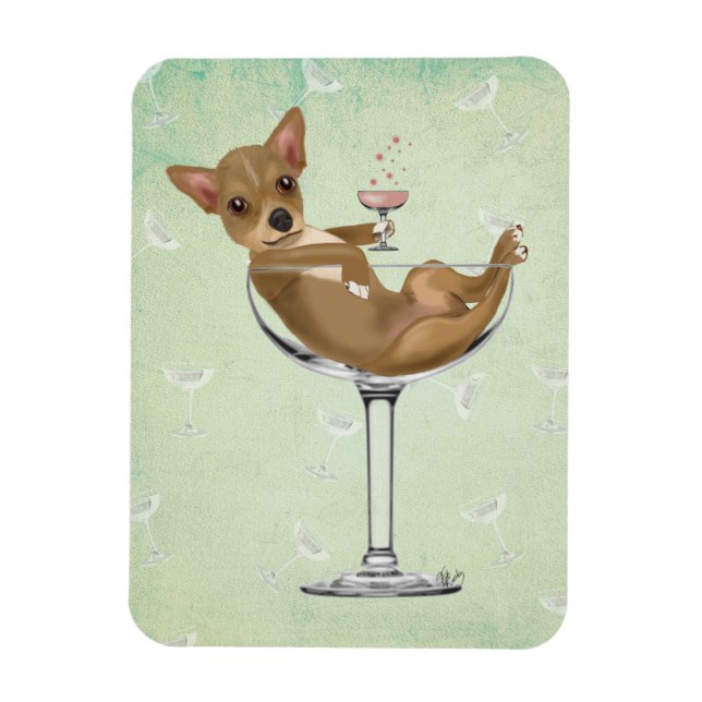 Chihuahua in Cocktailglas Magnet (Vertikal)