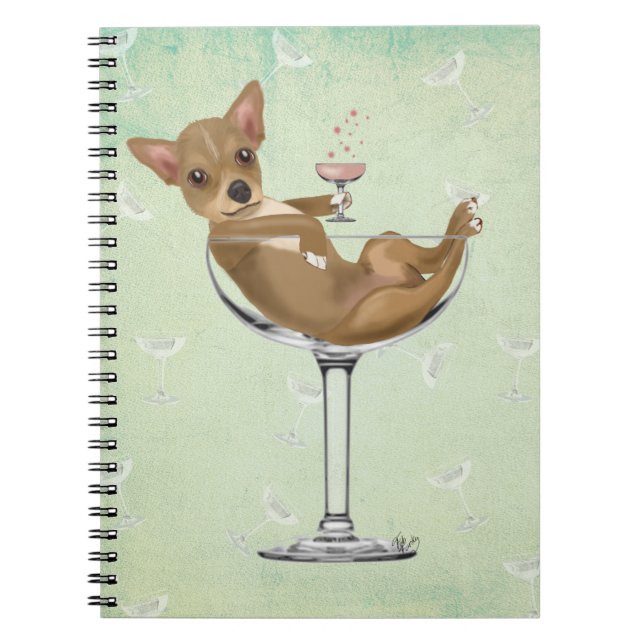 Chihuahua in Cocktailglas Notizblock (Vorderseite)