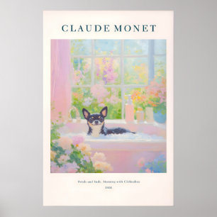 Chihuahua in der Badewanne Kunstprint Monet-Stil Poster