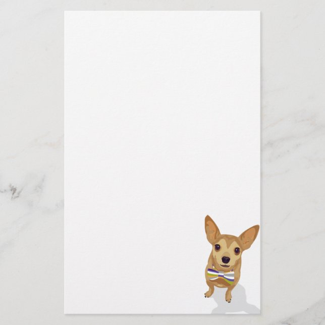 Chihuahua in einem Bowtie auf weißem Hintergrund Briefpapier (Vorderseite)