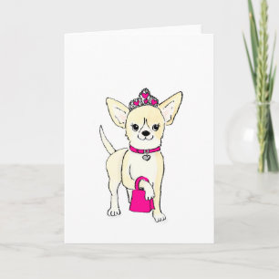 Chihuahua in einer Tiara-Karte Karte