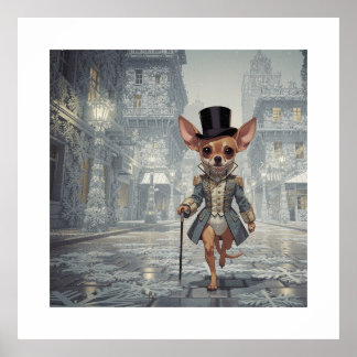 Chihuahua in Paris unterwegs Poster