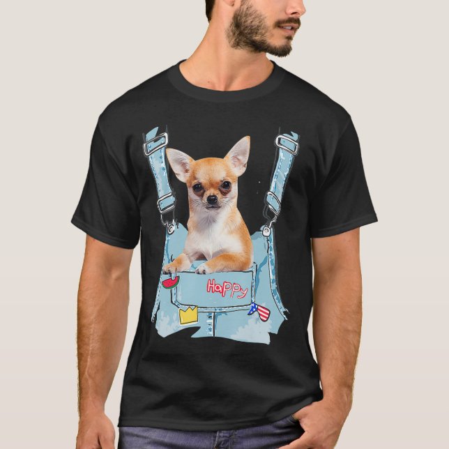 Chihuahua in Pocket 2 Front Overalls für Männer T-Shirt (Vorderseite)