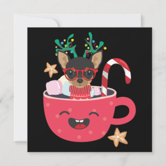 Chihuahua in Teetasse Weihnachtsfeiertag Mitteilungskarte