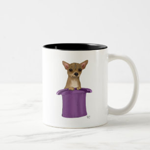 Chihuahua in Top Hat Zweifarbige Tasse