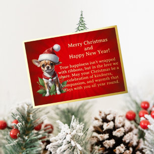 Chihuahua in Weihnachtsmannmütze Foil Card Folien Feiertagskarte