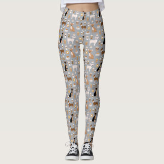 Chihuahua-Kaffee-Leggings - Grau Leggings