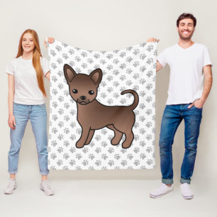 Chihuahua-Karikaturhund mit glattem Fell in Schoko Fleecedecke