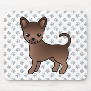 Chihuahua-Karikaturhund mit glattem Fell in Schoko Mousepad