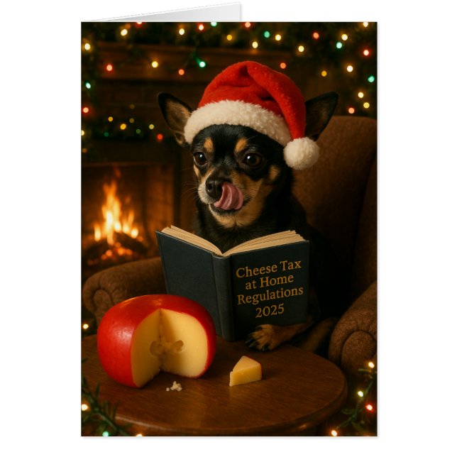 Chihuahua-''Käse-Steuer''-Weihnachtskarte (Vorne)