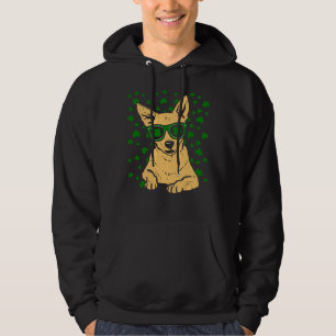Chihuahua Kleeblatt Glasses St Patricks Day Dog Hoodie