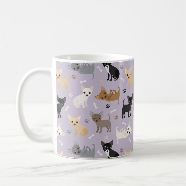 Chihuahua Knochen und Paare Lila Kaffeetasse (Links)