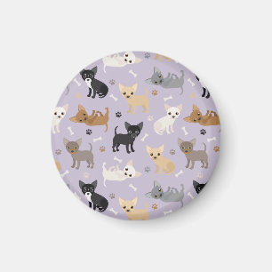 Chihuahua Knochen und Paare Lila Magnet