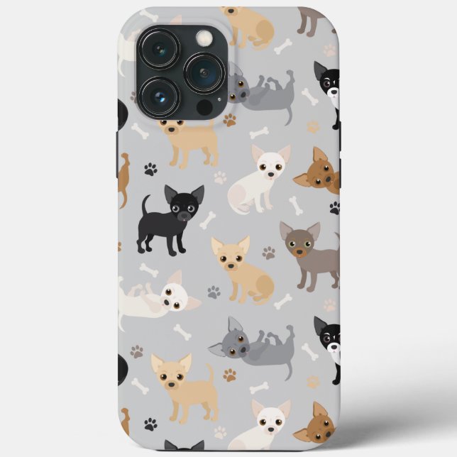 Chihuahua Knochen und Paws Grau Case-Mate iPhone Hülle (Rückseite)