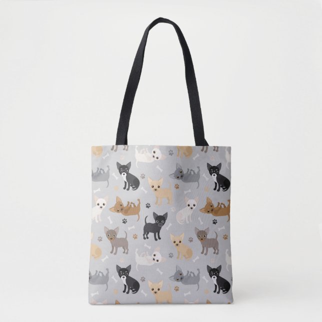 Chihuahua Knochen und Paws Grau Tote Bag (Vorderseite)
