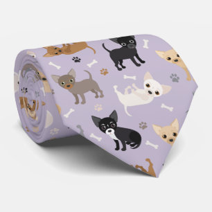 Chihuahua Knochen und Paws Lila Neck Tie Krawatte