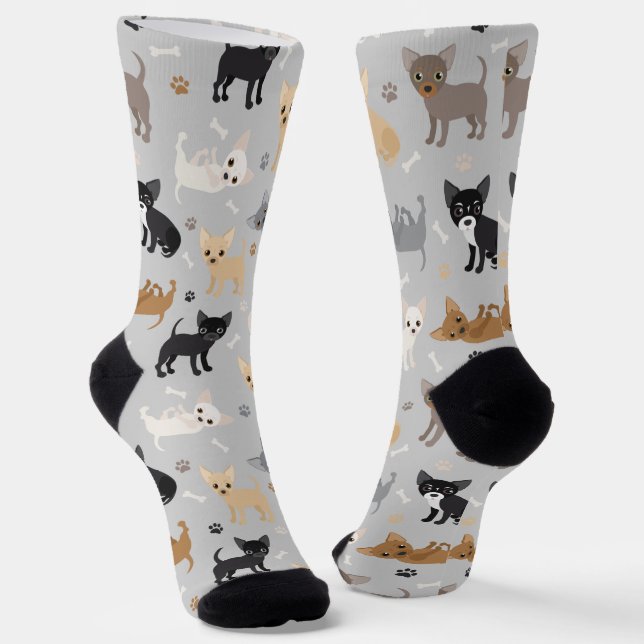 Chihuahua Knochen und Paws Socken (Gewinkelt)