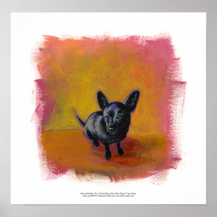 Chihuahua Kunst niedliche Schwarze Hunde Original- Poster