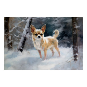 Chihuahua Lass es schneien Weihnachten Poster