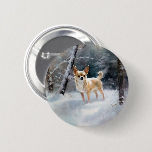 Chihuahua lässt es Weihnachten schnee Button