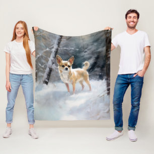Chihuahua lässt es Weihnachten schnee Fleecedecke