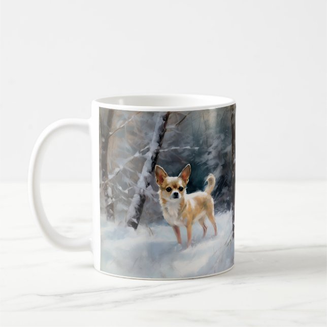 Chihuahua lässt es Weihnachten schnee Kaffeetasse (Links)