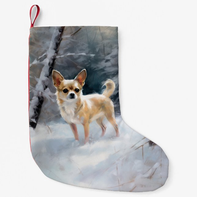 Chihuahua lässt es Weihnachten schnee Kleiner Weihnachtsstrumpf (Vorderseite)