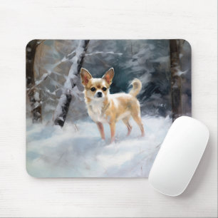 Chihuahua lässt es Weihnachten schnee Mousepad