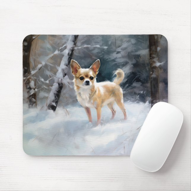 Chihuahua lässt es Weihnachten schnee Mousepad (Mit Mouse)