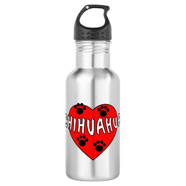 Chihuahua-Liebe Edelstahlflasche (Vorderseite)