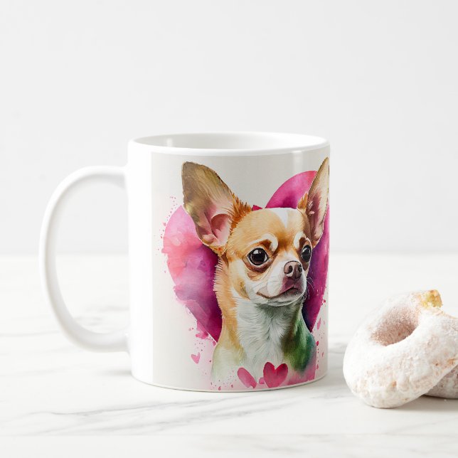 Chihuahua-Liebe Graphic Kaffeetasse (Mit Donut)