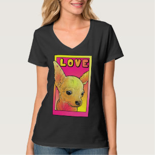 Chihuahua Liebe Rosa und Gelb Pop Kunst T-Shirt