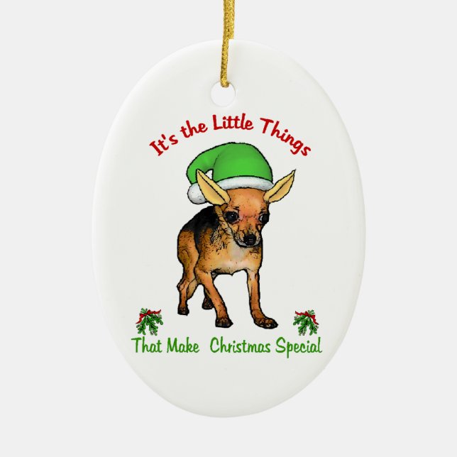 Chihuahua Liebe Weihnachten Keramikornament (Vorne)