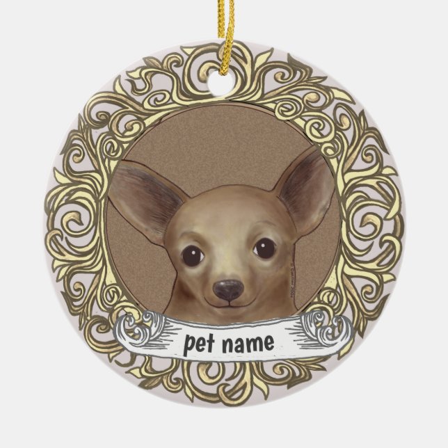 Chihuahua liebende Gedächtnisdekoration Keramik Ornament (Vorne)